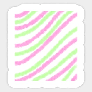 Pink green watercolor lines art Sticker